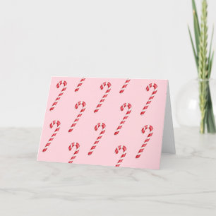 Candy cane red white stripes on pink watercolor thank you card