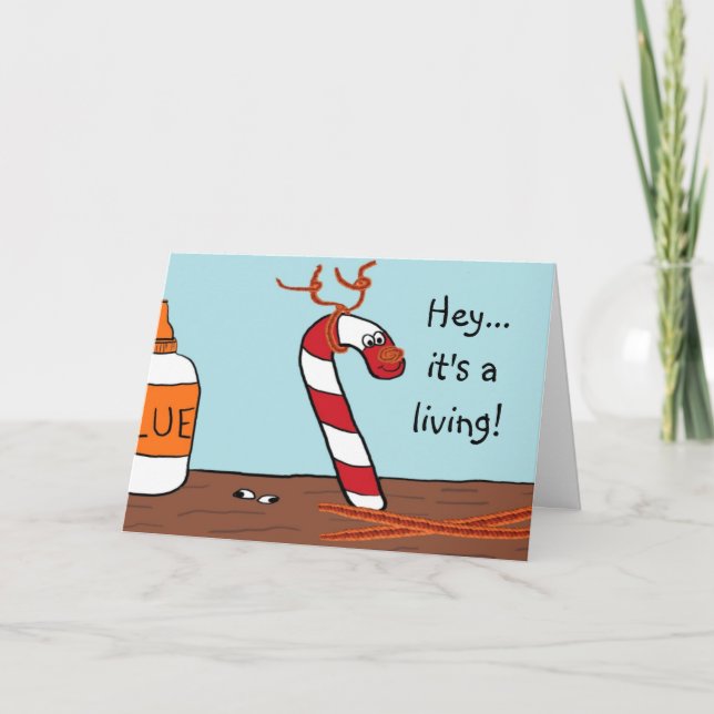 Candy Cane Reindeer Christmas Cards (Front)
