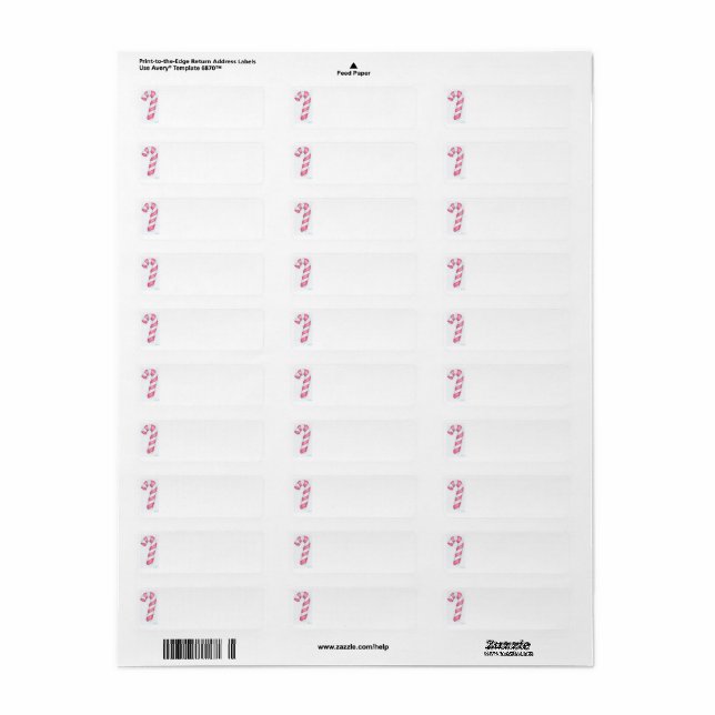 Candy Cane Return Address Label (Full Sheet)