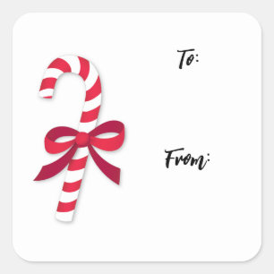 Candy Cane Ribbon Classic Illustration Square Sticker
