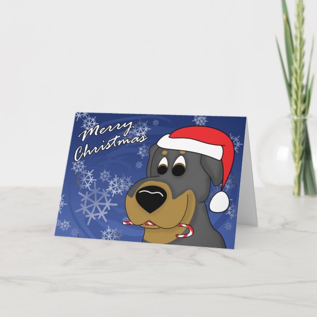 Candy Cane Rottweiler Christmas Card (Front)