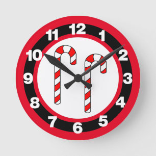 Candy Cane   Round Clock