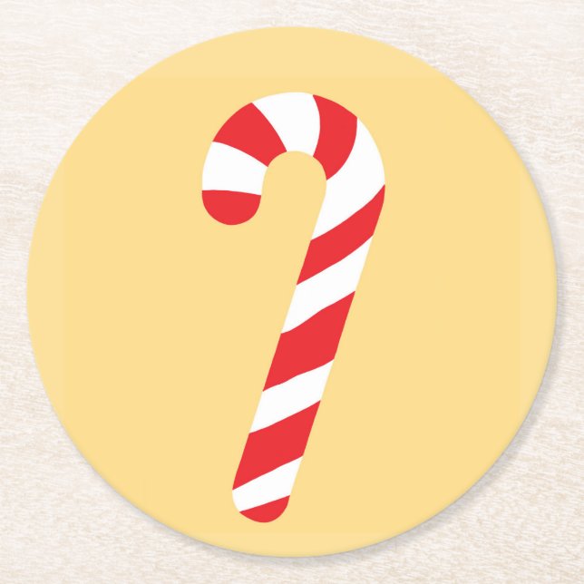 Candy Cane Round Paper Coaster (Front)