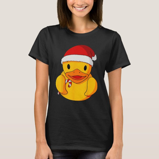 Candy Cane Rubber Duck Chrismas T-Shirt (Front)