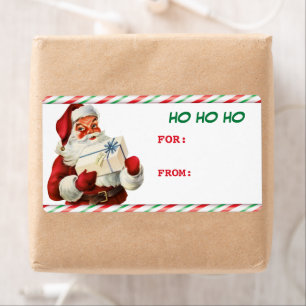 Candy Cane Santa Claus Gift Tag Label