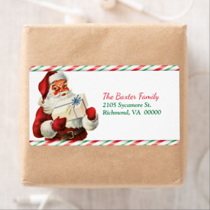 Candy Cane Santa Claus Return Address Label