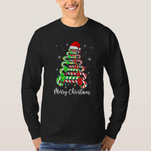 Candy Cane Santa Hat Funny Xmas Tree Merry Christm T-Shirt