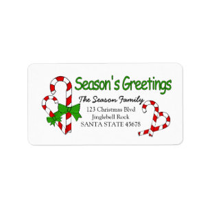 Candy Cane Season's Greetings Label
