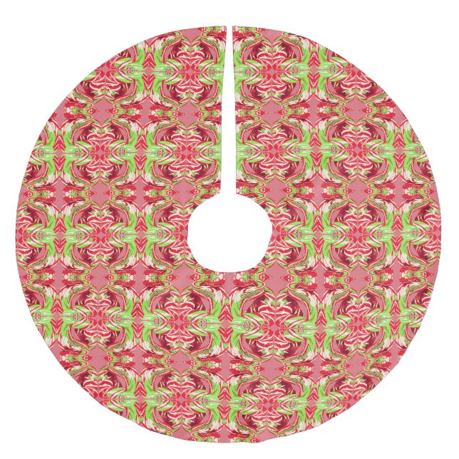 CANDY CANE SNAKE on PINK tree skirt (Front)