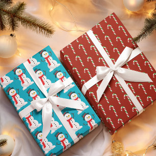 Candy Cane, Snowman & Gingerbread Wrapping Paper Sheet