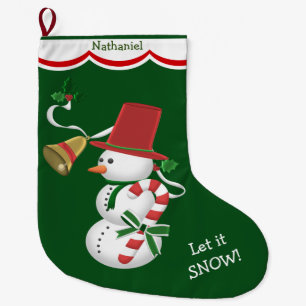 Candy Cane Snowman Large Christmas Stocking