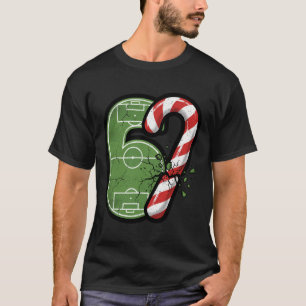 Candy Cane Soccer Field 67 Cracked Funny Christmas T-Shirt