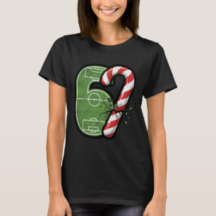Candy Cane Soccer Field 67 Cracked Funny Christmas T-Shirt