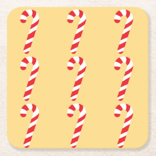 Candy Cane Square Paper Coaster