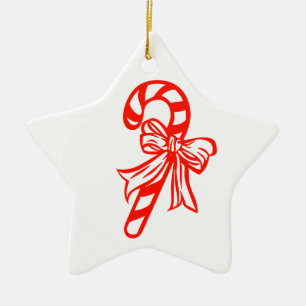 Candy Cane Star - Christmas Decor Ceramic Ornament
