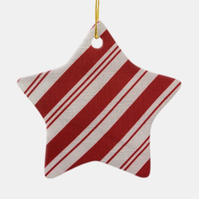 Candy Cane Stripe Ceramic Ornament (Front)