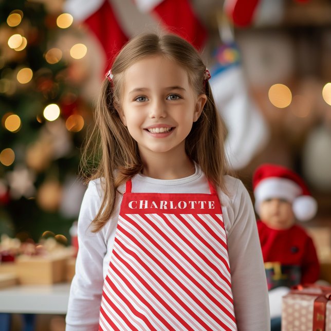 Candy Cane Stripe Christmas Name Apron (Creator Uploaded)