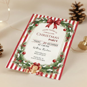 Candy Cane Stripe Christmas Party Invitation