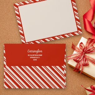 Candy Cane Stripe Custom Return Address Envelope
