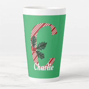 Candy Cane Stripe Letter C Large Christmas  Latte Mug