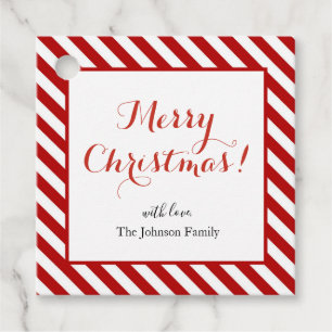  Candy cane stripe Merry Christmas square Favour Tags