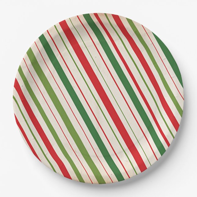 Candy Cane Stripe  Paper Plate (Front)