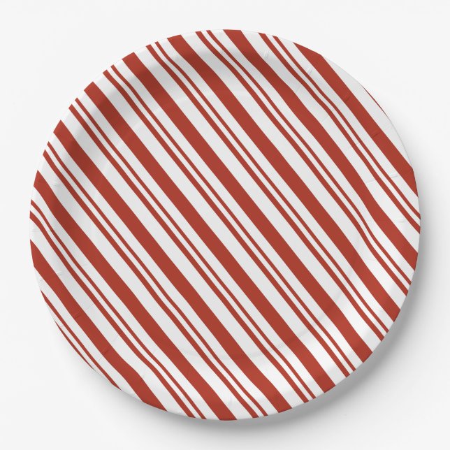 Candy Cane Stripe Paper Plates (Front)