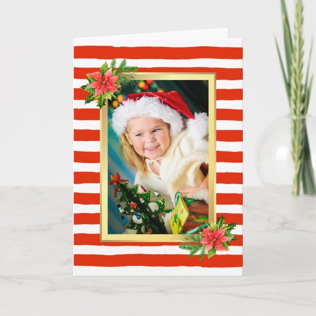 Candy Cane Stripe Photo Christmas Card (Front)