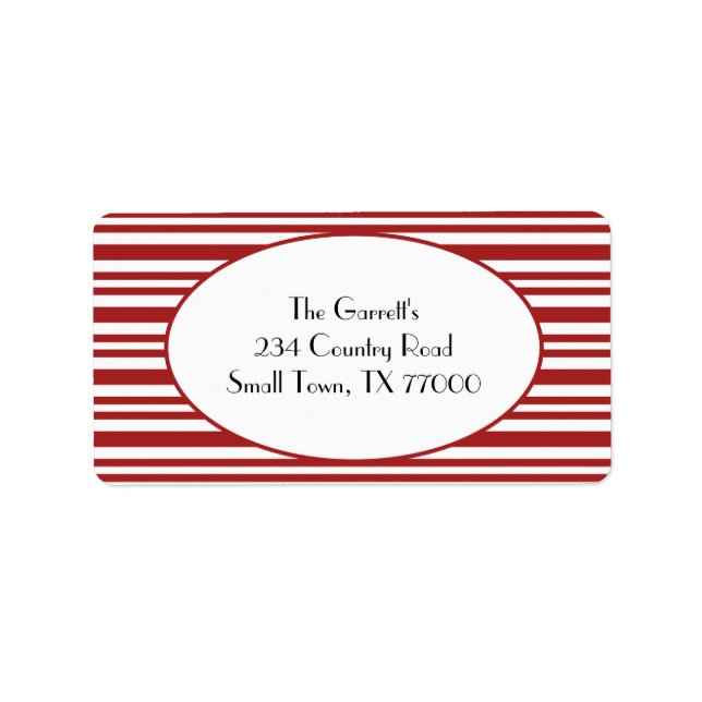 Candy Cane Stripe Red Christmas Address Label (Front)