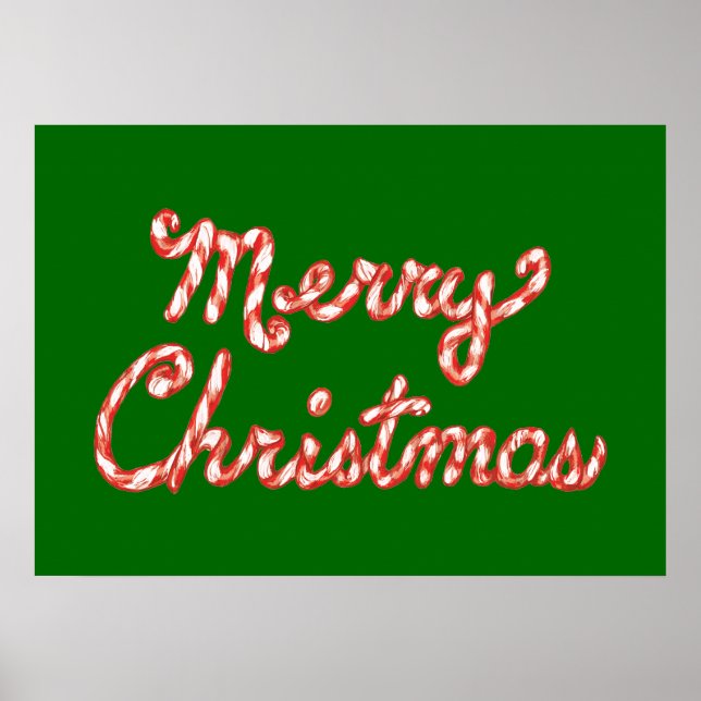 Candy Cane Striped Merry Christmas Poster (Front)