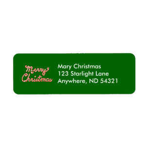 Candy Cane Striped Merry Christmas Return Address Label