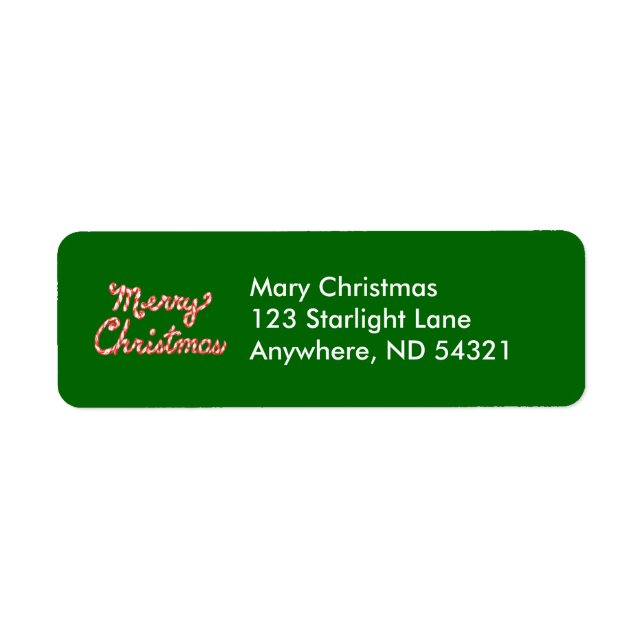 Candy Cane Striped Merry Christmas Return Address Label (Front)