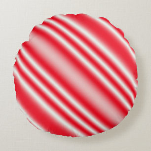 Candy Cane Striped Round Throw Pillow