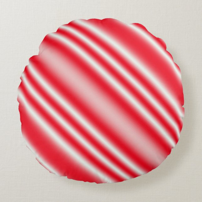 Candy Cane Striped Round Throw Pillow (Front)