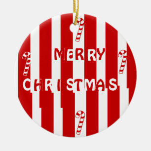 Candy Cane stripes Ceramic Tree Decoration