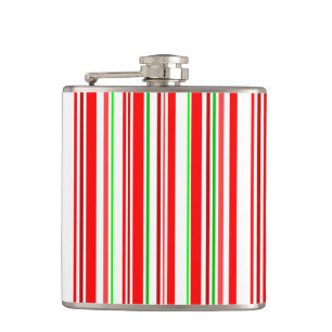 Candy Cane Stripes Christmas Cheer Holiday Hip Flask