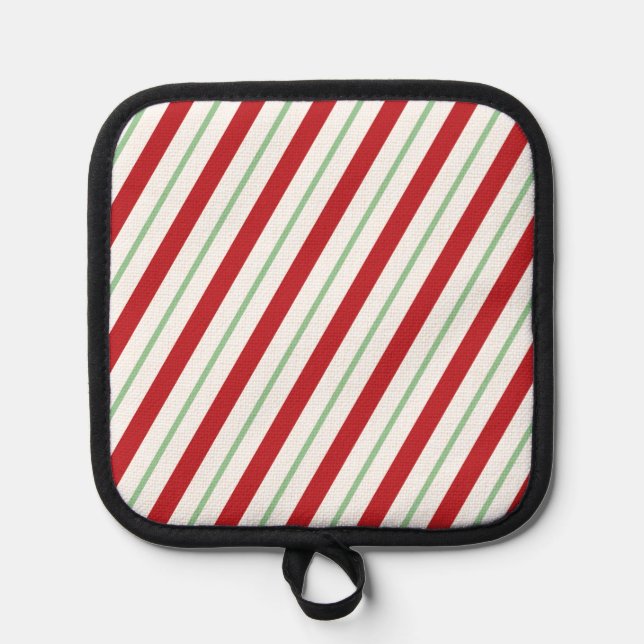 Candy Cane Stripes Christmas Pot Holder (Front)