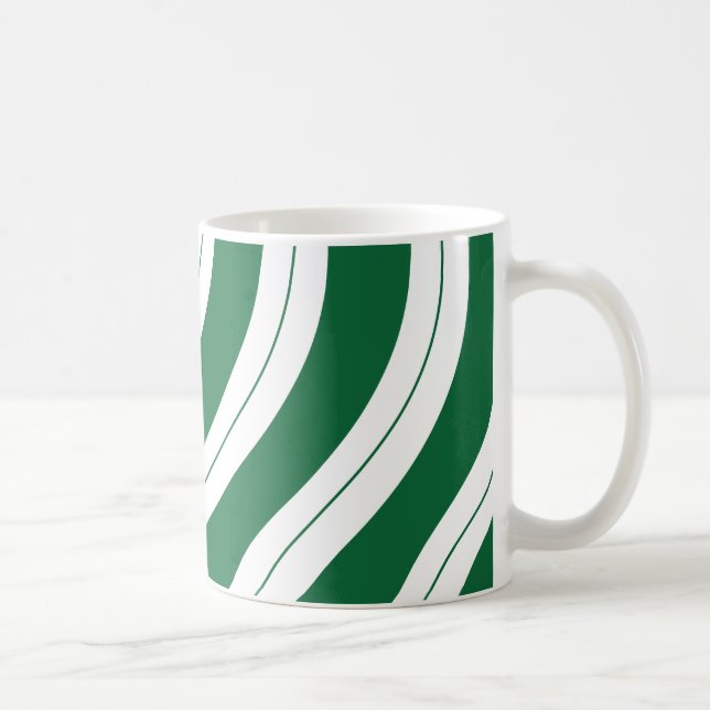 Candy Cane Stripes Festive Green Christmas Coffee Mug (Right)