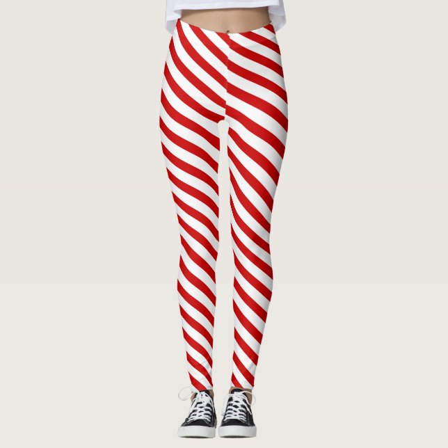 Candy Cane Stripes Festive Leggings (Front)