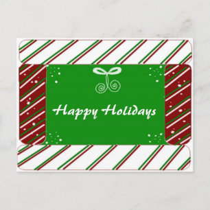 Candy Cane Stripes Holiday Greetings Postcard