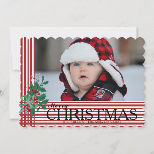Candy Cane Stripes Horizontal Photo Holiday Card