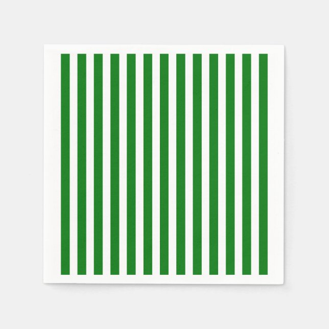 Candy Cane Stripes in Christmas Green & Snow White Napkin (Front)