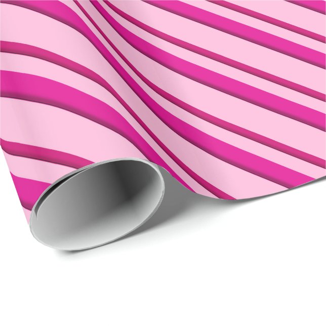 Candy Cane Stripes in Peppermint Pink  Wrapping Paper (Roll Corner)