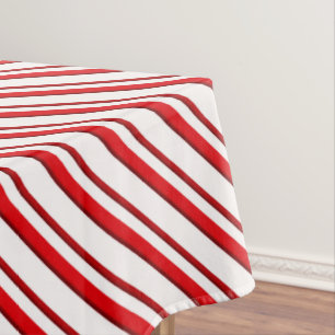 Candy Cane Stripes, Peppermint Red and White Tablecloth