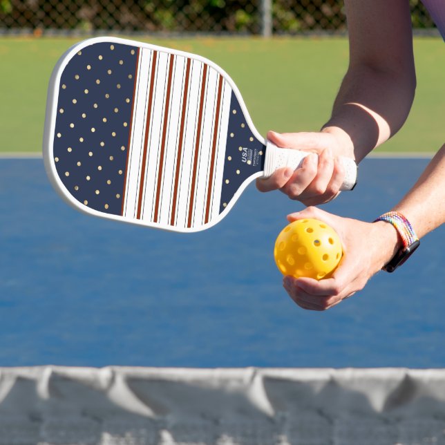 Candy Cane Stripes & Polka Dots Pickleball Paddle (Insitu)