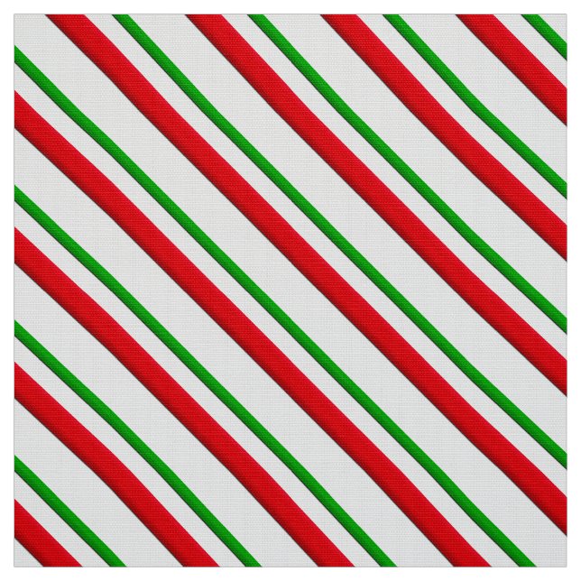 Candy Cane Stripes, Red, Green and White Fabric (Swatch)