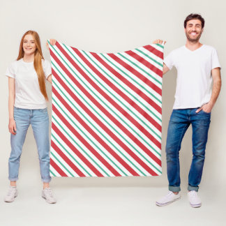 Candy Cane Stripes Seamless Pattern Fleece Blanket