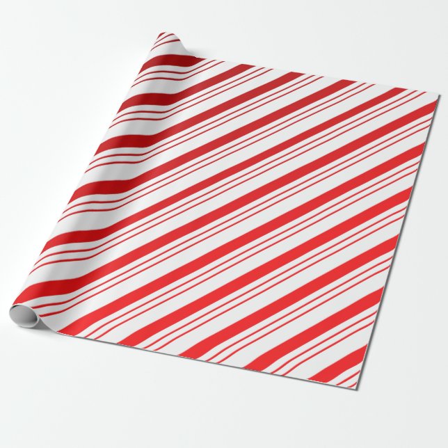 Candy Cane Stripes Wrapping Paper (Unrolled)
