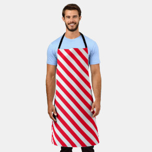 Candy Cane Style Red and White Striped Christmas Apron