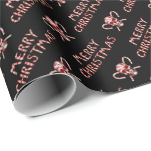 Candy Cane Sugar Skull  Wrapping Paper